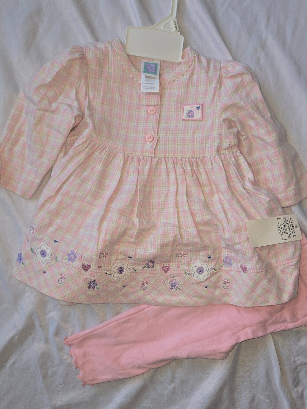 Little Me Vintage Y2k Baby Girl's Pink Plaid Floral Matching Set Size 9 Months